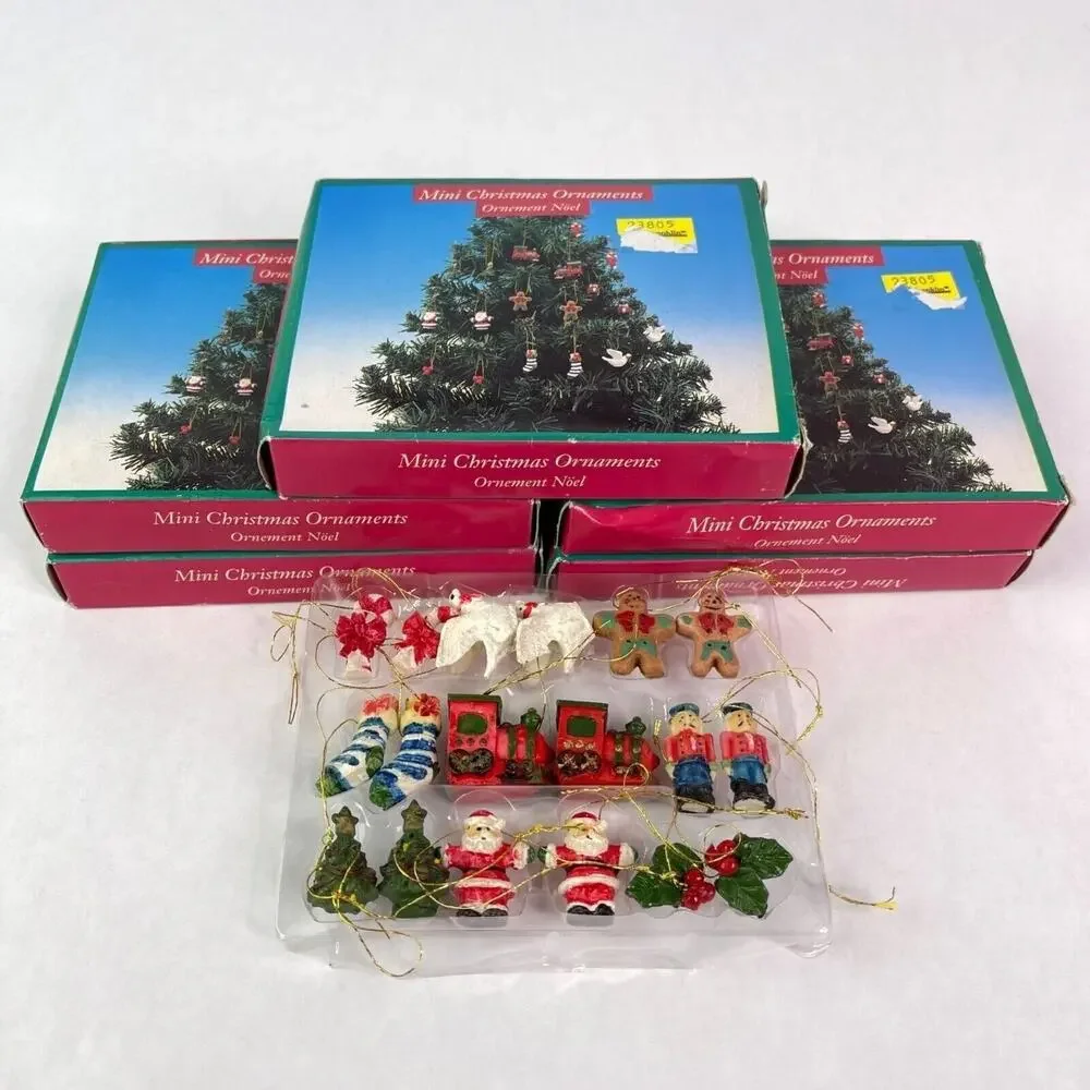 Mini Christmas Tree Ornaments Lot 90 Total Santa Train Gingerbread Nutcracker